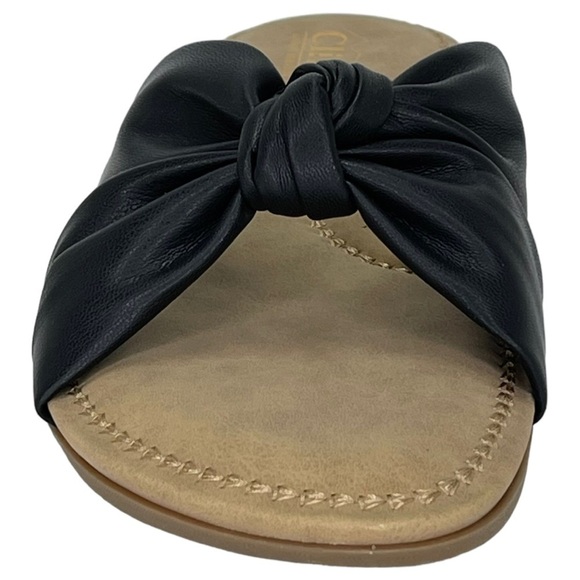 Cliffs White Mountain Favorite Black Faux Leather Womens Slide Sandals Size 10M - Picture 3 of 16